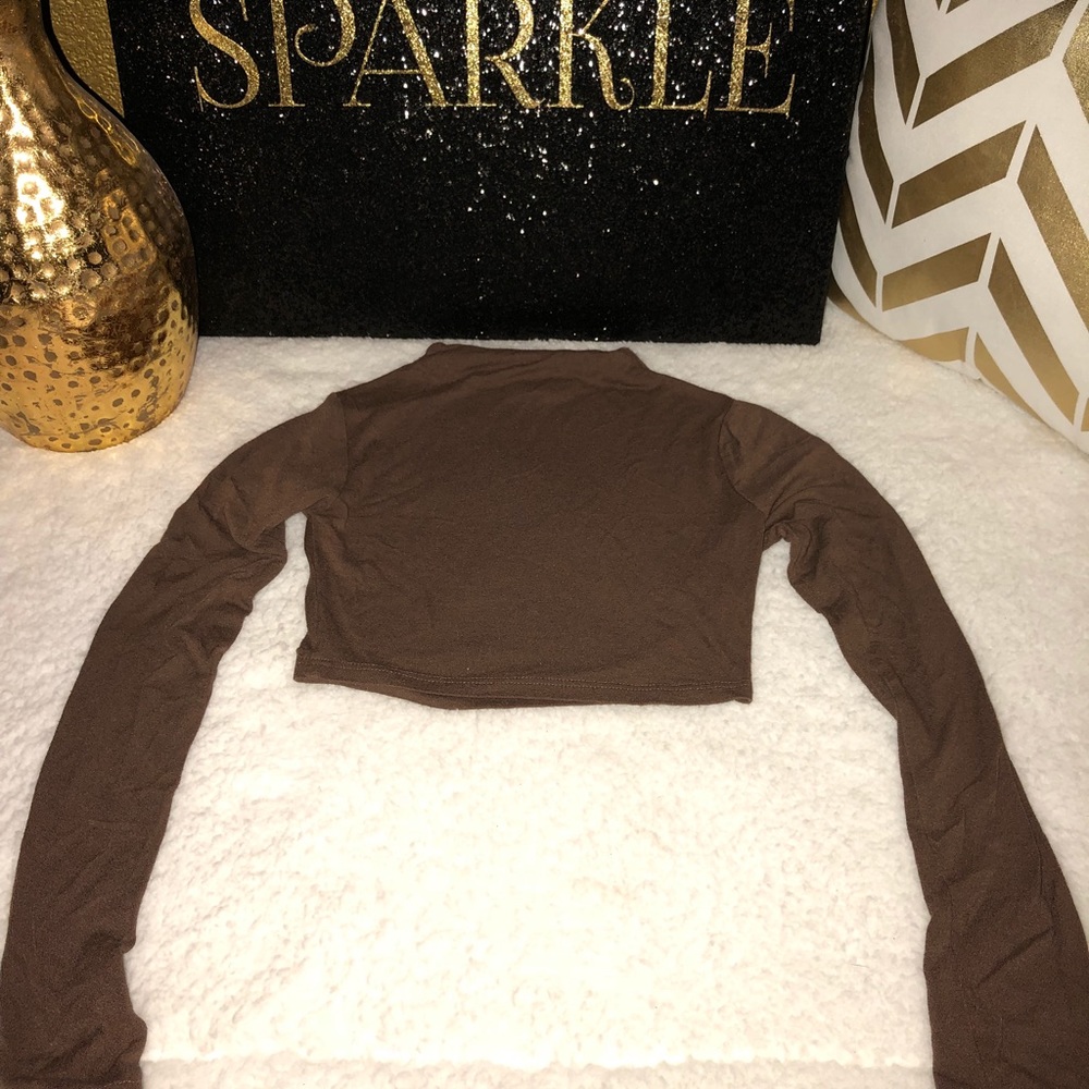 *Brown long sleeve crop top*